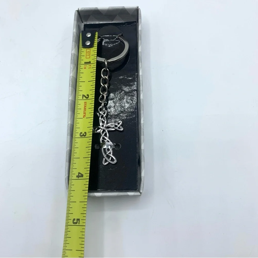 Celtic Knot Cross Keychain Silver Tone Christian Gift New in Box